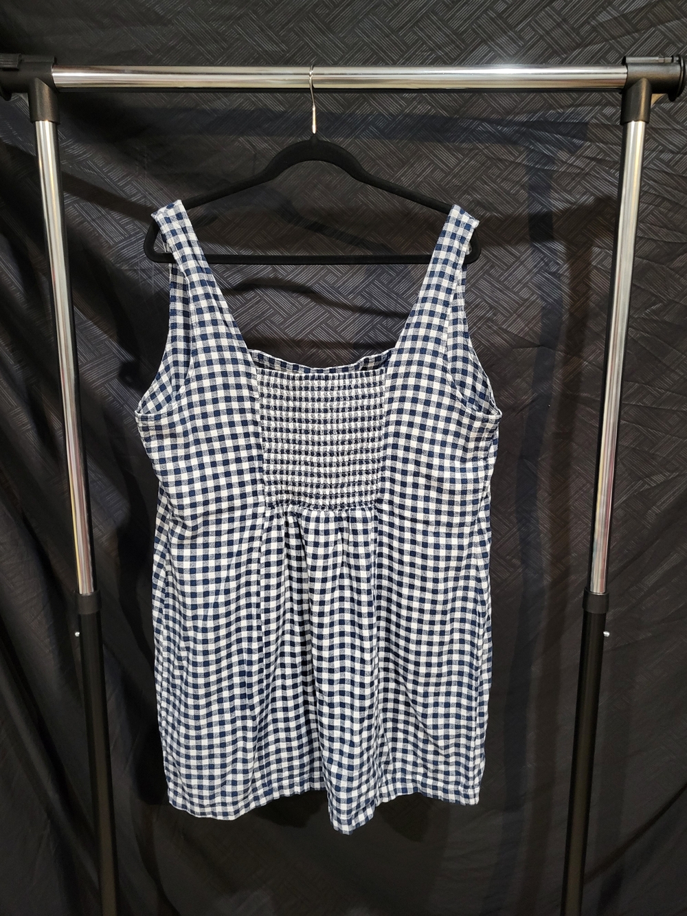 Plus 2X blue & white Gingham sleeveless dress by Old Navy Linen Blend - Picture 4 of 5